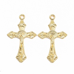Золотой Подвески в тибетском стиле , на Пасху, без свинца и без кадмия, кулон крест распятия, золотые, 33.5x20.5x2.5 мм, отверстие : 2 мм