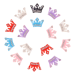 Mixed Color Resin Cabochons, with Rhinestones & Paillettes, Crown, Mixed Color, 27x18x7mm, 24pcs/box