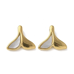 Настоящее золото 18K Подвески в форме рыбьего хвоста 304 из нержавеющей стали с ионным покрытием (IP), реальный 18 k позолоченный, 13x15x4.5 мм, отверстие : 1.8 мм