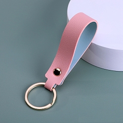 Pink Брелок из искусственной кожи, с металлическим кольцом для ключей, прямоугольные, розовые, 8.8x1.8 см