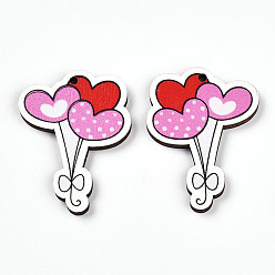  баллон Печатные подвески дерева, день Святого Валентина в стиле,  баллон, 39~39.5x29~30x3 мм, отверстие : 2 мм