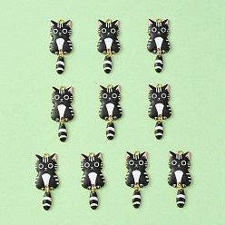 Черный Подвески из эмали с гальваническим покрытием из светлого золота, без кадмия, без никеля и без свинца, кошачье очарование, чёрные, 38x15.7x3 мм, отверстие : 2 мм