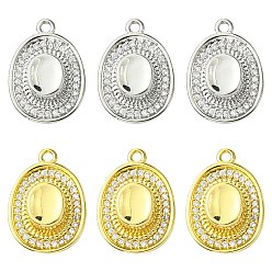 (52) Непрозрачная лаванда 6 шт 2 цвета кулоны из латуни, микропаве, циркония, шляпные прелести, стойки покрытие, долговечный, без свинца и без кадмия, разноцветные, 20x14x5.5 мм, отверстие : 1.6 мм, 3 шт / цвет