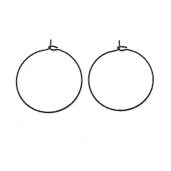 Черный Ионное покрытие (ip) 316 серьги-кольца из хирургической нержавеющей стали, кольца для бокалов вина, электрофорез черный, 34x30 мм, штифты : 0.6 мм