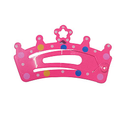 Tief rosa Haaraccessoires aus Backfarbe, Haarspangen aus Eisen, Kinder, Krone, tief rosa, 24x40 mm