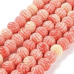 Saumon Perles de corail synthétiques, teint, écaille de tortue, Saumon, 11x9mm, Trou: 1.4mm, Environ 40 pcs/chapelet, 14.57'' (37 cm)
