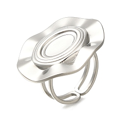 Нержавеющая Сталь Цвет Антикоррозийные 304 компоненты кольца из нержавеющей стали, Настройки колодки кольцо, овальные, цвет нержавеющей стали, лоток : 10x6 мм, овальный : 28x23.5 mm, размер США 6 (16.5 мм)