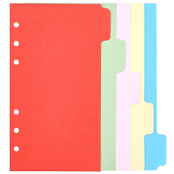 (52) Непрозрачная лаванда Разделители для папок-регистраторов, 6 Вкладка индексной страницы с отверстиями для планировщика, блокнота и переплетных листов., прямоугольные, разноцветные, 172x103x0.3 мм, отверстие : 5.5 мм, 5 простыни / мешок