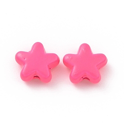Deep Pink Spray Painted Alloy Beads, Star, Deep Pink, 7x8x3.5mm, Hole: 1~1.2mm
