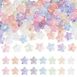 Mixed Color 100Pcs UV Plating Transparent Acrylic Beads, Iridescent, Star & Bowknot, Mixed Color, 19.5x20.5x14mm, Hole: 2.8mm