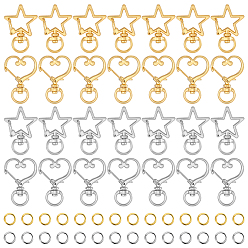 (52) Непрозрачная лаванда 20 комплекты 4 стили, поворотные застежки из сплава, застежки-защелки для шнурков с открытыми кольцами для прыжков, разноцветные, 34x23.5~24x6~7 мм, отверстие : 8.9 мм, 5 наборы / стиль