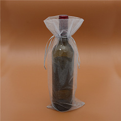 (7BDF) Прозрачный морозный бирюзовый Прямоугольные подарочные пакеты из органзы с кулиской, мешки для хранения вина, призрачный белый, 38x15 см