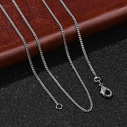 Платина 1мм стойка покрытие латунь панцирные цепи ожерелья для женщин мужчин, без кадмия и без свинца, 901 застежка из нержавеющей стали, долговечный, платина, 19.29 дюйм (49 см)