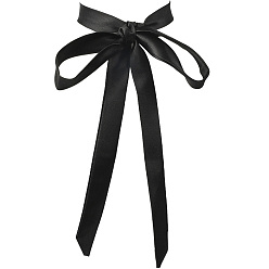Черный 2Шт. длинный галстук-бабочка из ленты для женщин, чёрные, 1536x24x0.5 мм