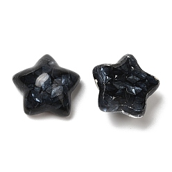 Black Transparent Epoxy Resin Cabochons, with PVC Sequins, Star, Black, 16x16x8.5mm