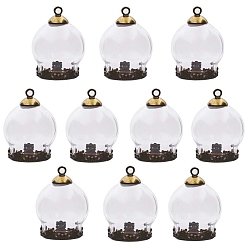 Antik Bronze Glas-Anhänger, Runde, Antik Bronze, 30 mm, 10 Stück / Set