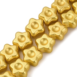 Матовый Золотой Стеклянные бусины с гальваническим покрытием , звезда, матовый золотой, 11x11x5.5 мм, отверстие : 0.9 мм, около 45 шт / нитка, 18.19'' (46.2 см)