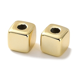 Golden Plating Opaque Acrylic European Beads, Large Hole Beads, Cube, Golden, 9.5x9.5x9.5mm, Hole: 4mm