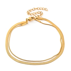 Настоящее золото 18K 304 многожильные браслеты-цепочки из нержавеющей стали., женские цепочки в елочку и браслеты в виде змеи, реальный 18 k позолоченный, 6-3/4 дюйм (17.3 см)