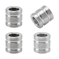 Платина 4шт. парашютный трос из титанового сплава, европейские бусины, бусины с большим отверстием, рифленая колонна, платина, 10x10 мм, отверстие : 6 мм