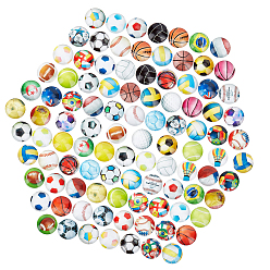 (52) Непрозрачная лаванда 100 стеклянные кабошоны шт., Футбол, полукруглые / купольные, разноцветные, 12 мм