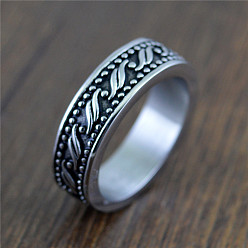 Античное Серебро 304 палец кольца из нержавеющей стали, античное серебро, 7 мм, размер США 7 (17.3 мм)