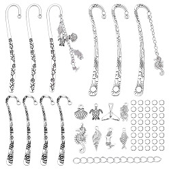 Античное Серебро Наборы для самостоятельного изготовления подвесок из сплава морских животных, античное серебро, 80x18x3 мм, отверстие : 2.5 мм