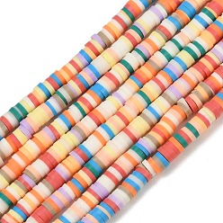 Coloré Brin de perles pate polymère faits à la main , disque / plat rond, perles heishi, colorées, 4~4.5x1~1.2mm, Trou: 1.6mm, Environ 371~450 pcs/chapelet, 17.52~17.72 pouce (44.5~45 cm)