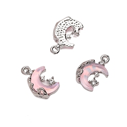 Луна Стеклянные подвески, со сплавочной фурнитурой, платина, розовые, луна, 16x10 мм