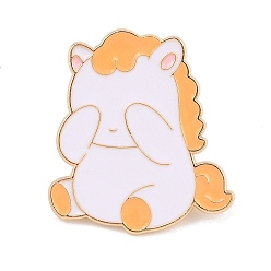 Оранжевый Булавки с конской эмалью, булавки для лацканов из сплава для одежды рюкзака, золотой свет, оранжевые, 31x27.5 мм