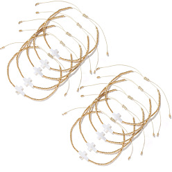 Золотистый 6 Набор браслетов из плетеного бисера и стеклянных бусин, украшение в виде креста из натуральной ракушки для женщин, золотые, регулируемый