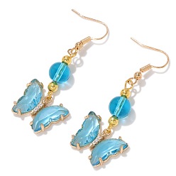 Другие Кварцы Натуральный другой кварц висячие серьги, со сплавом, бабочка, золотые, 50x20 мм