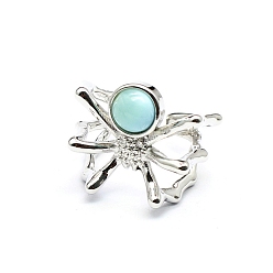 Ларимар Кольца-манжеты с натуральным ларимаром в виде паука, открытые кольца из платинового металла для женщин, внутренний диаметр: регулируемый