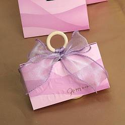 Бледно-Розовый Коробки для упаковки подарков из бумаги и конфет в европейском стиле с лентой и деревянной ручкой, складные ящики для хранения на свадьбу, розовый жемчуг, 75x127x75 мм