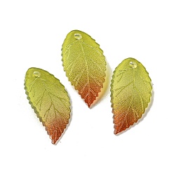 Желто-Зеленый Термоусадочные пластиковые подвески, лист прелести, желто-зеленый, 16x9x1 мм, отверстие : 1.2 мм
