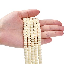 Beige Handmade Polymer Clay Beads Strands, for DIY Jewelry Crafts Supplies, Flat Round, Beige, 6~7x3mm, Hole: 1.5mm, about 113~116pcs/strand, 15.55 inch~16.14 inch(39.5~41cm)