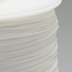 White Polyester Cords, White, 0.8mm, about 131.23~142.16 yards(120~130m)/roll