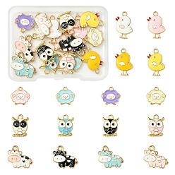 (52) Непрозрачная лаванда 16шт 16 стили животных формы подвески с эмалью из сплава, оберег овца/сова/цыпленок/корова, разноцветные, 14~20x12~19x2.5 мм, отверстие : 1.5~2 мм, 1 шт / стиль