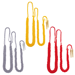 Mixed Color 3Pcs 3 Colors Polyester Guard Lanyard Shoulder Cord, with Cone Charms, Mixed Color, 1520x3.5~21x3.5~6.5mm, 1pc/color