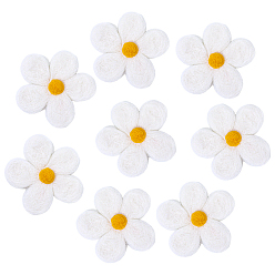 Blanc 8 Accessoires de costume en feutrine de laine à motif de marguerite, accessoires pour cheveux, blanc, 80~82x80~84x11~12.5mm