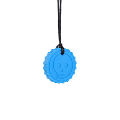 Королевский синий Круглые с черепом бусины из пищевого экологически чистого силикона, королевский синий, 50x12 мм