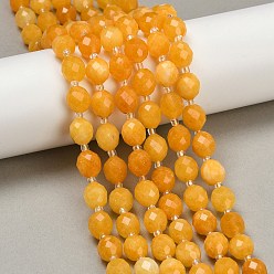 (932FM) Темно-синий аква-матовый с подкладкой Натуральный Malaysia нефритовые бусы пряди, в форме риса, окрашенные, граненые, с бисером, темно-золотистые, 9~10x8~8.5 мм, отверстие : 1.2 мм, около 31~32 шт / нитка, 14.57'' (37 см) ~ 14.96'' (38 см)