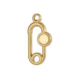 Настоящее золото 18K 304 Подвеска кабошон из нержавеющей стали, брошь, ионное покрытие (ip), реальный 18 k позолоченный, 20x10 мм, отверстие : 1.5 мм, Размер лотка: 5 мм