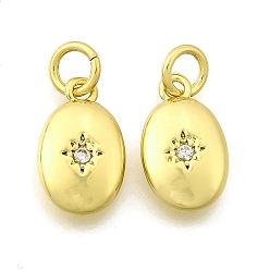 Настоящее золото 18K Латунные микро проложить кубического циркония подвески, овал со звездочками, стойки покрытие, прочное покрытие, без кадмия и без свинца, с целью перехода в кольце, реальный 18 k позолоченный, 13x8x3.5 мм, отверстие : 3.5 мм