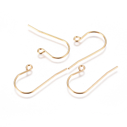 Golden 304 Stainless Steel Earring Hooks, with Horizontal Loop, Golden, 27.5x16.5x0.8mm, Hole: 1.8mm, 21 Gauge, Pin: 0.7mm