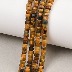 Тигровый Кварц Натуральный тигр кварц бисер пряди, граненые, шестиугольник, 4x4x2~2.5 мм, отверстие : 0.9 мм, около 156 шт / нитка, 15.24'' (38.7 см)