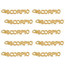 Skorpion 10Stück Messinganhänger, mit Ringe springen, langlebig überzogen, Sternbild / Sternzeichen, golden, Skorpion, Skorpion: 4x24x1.5 mm, Bohrung: 3 mm