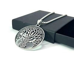 Нержавеющая Сталь Цвет Винтажные подвески из нержавеющей стали в виде дерева жизни для мужчин и женщин, цвет нержавеющей стали