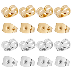 Mixed Color 240Pcs 2 Colors Rack Plating Brass Friction Ear Nuts, Long-Lasting Plated, Mixed Color, 6x4x3.5mm, Hole: 1mm, 120pcs/color