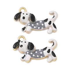 Серый Окрашенного распылением эмали сплава подвески, подвески в форме собаки, стойки покрытие, золотые, серые, 15x24x4 мм, отверстие : 1.8 мм